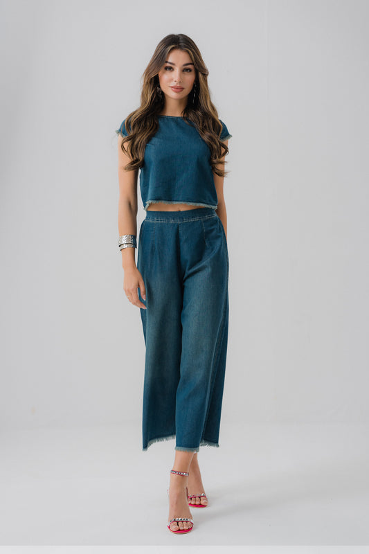 Dark Vintage Chambray Trousers