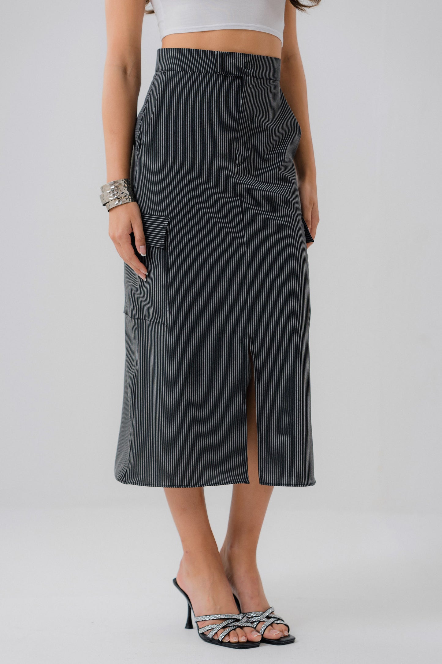 Pinstripe Cargo Skirt