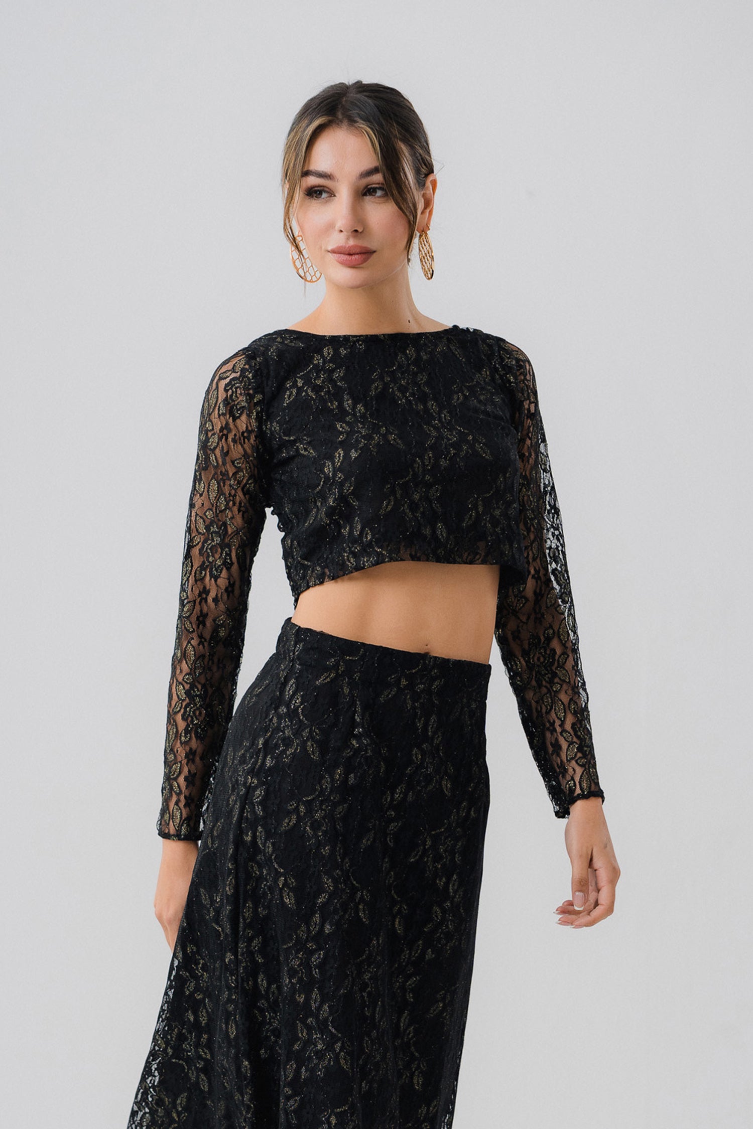 Black Net Crop Top