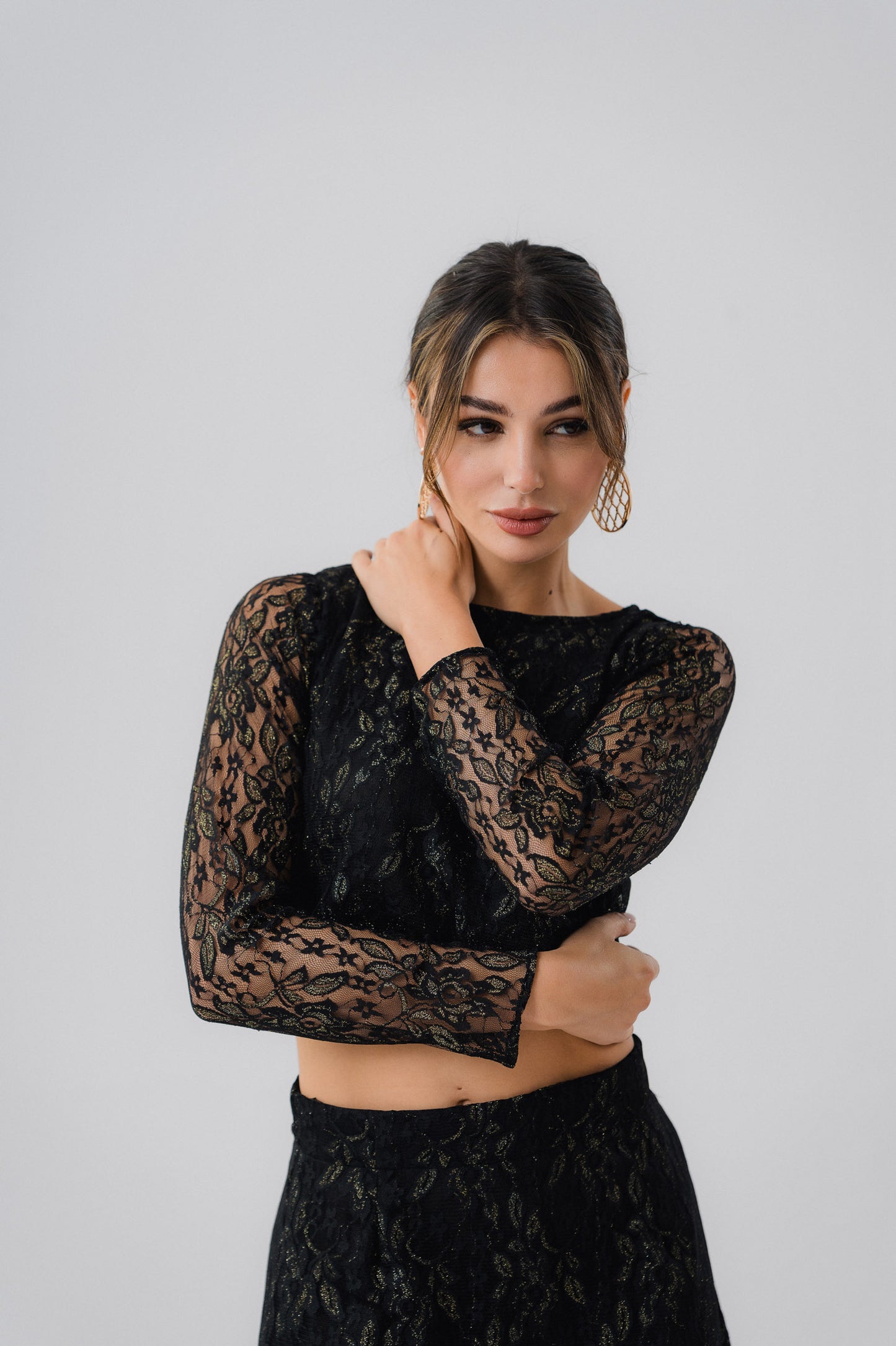 Black Net Crop Top