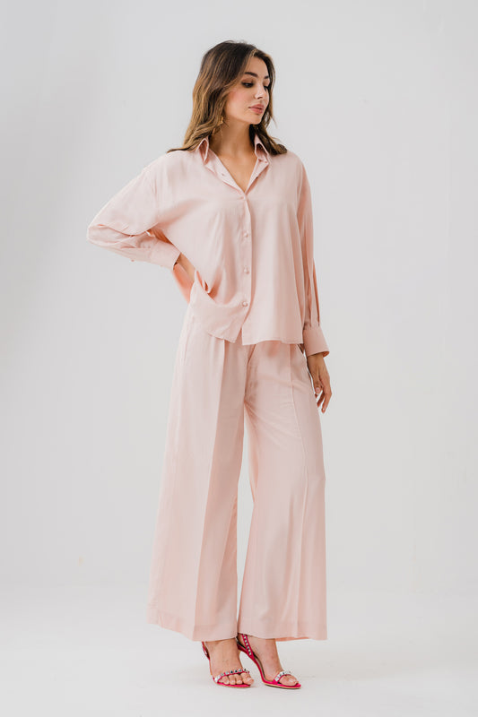 Peach Pink Wide Leg Trouser