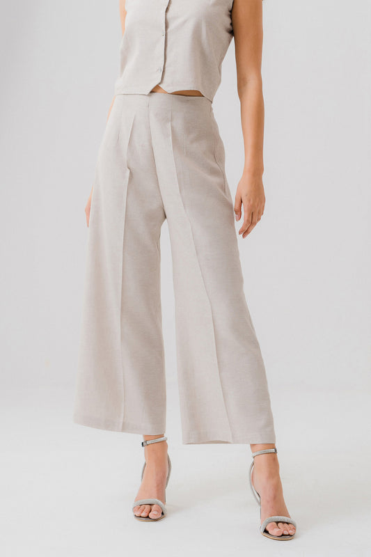 Light Beige Tailored Wide Leg Trouser