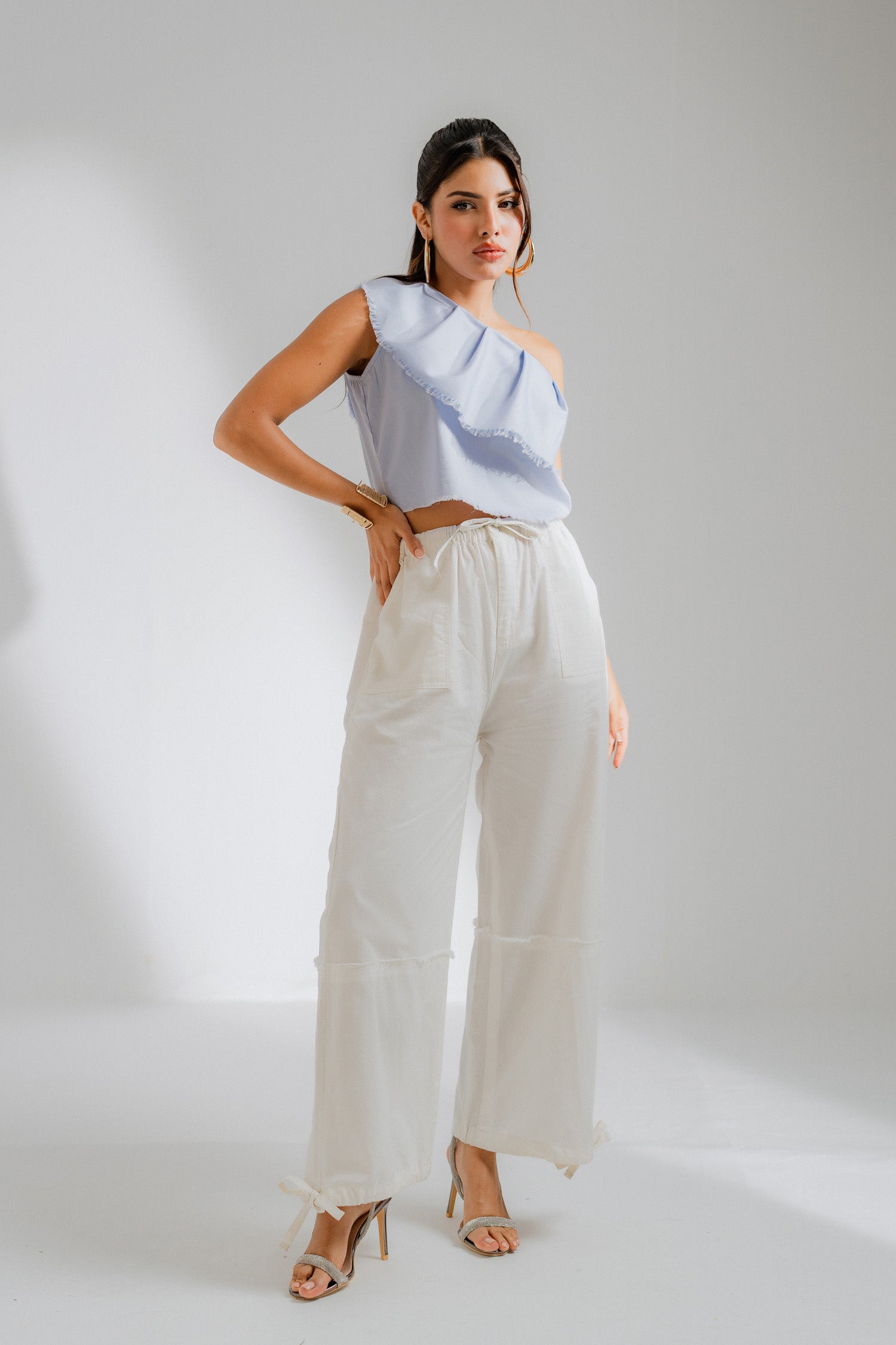 White High Waisted Trouser