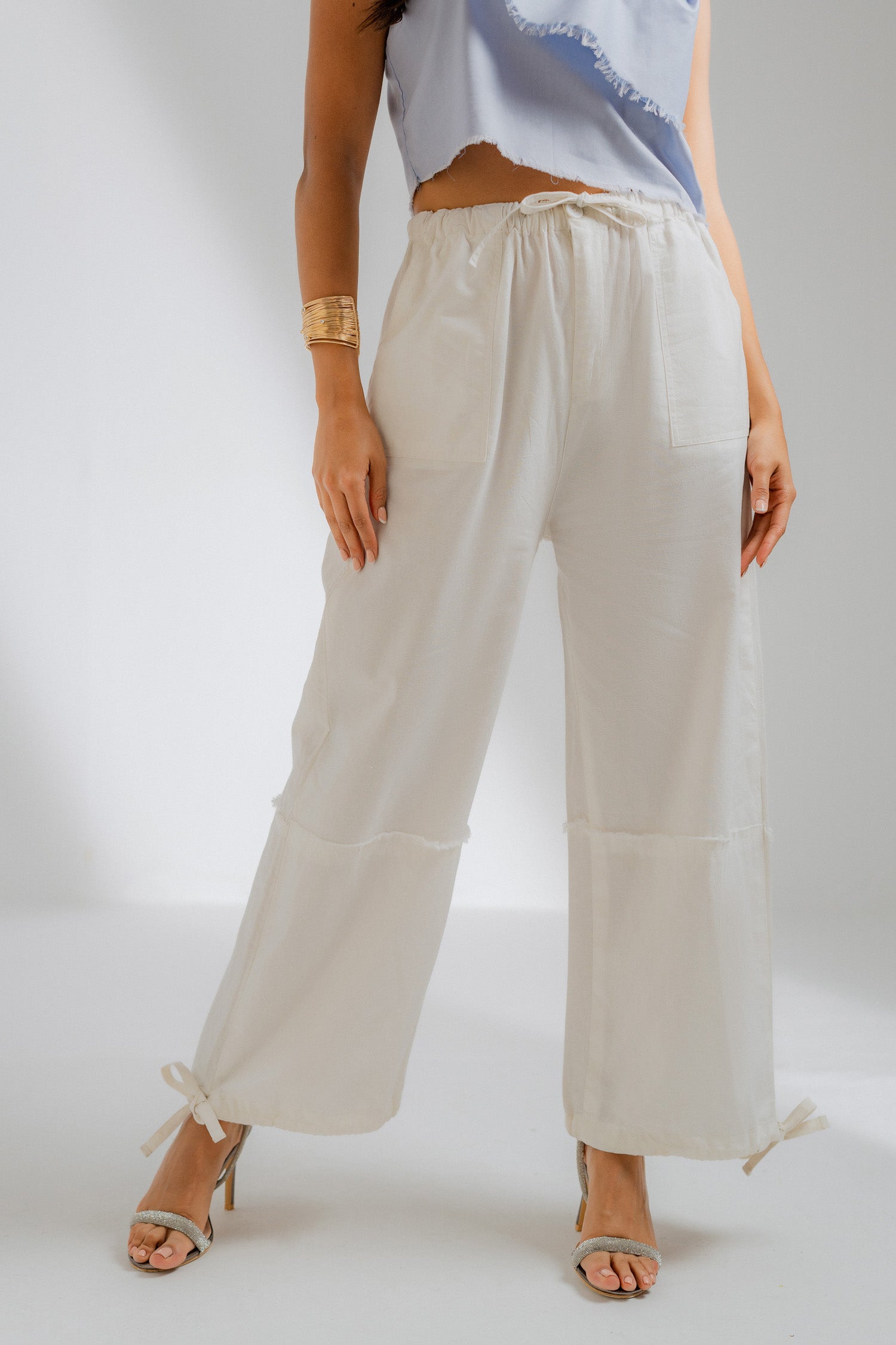 White High Waisted Trouser