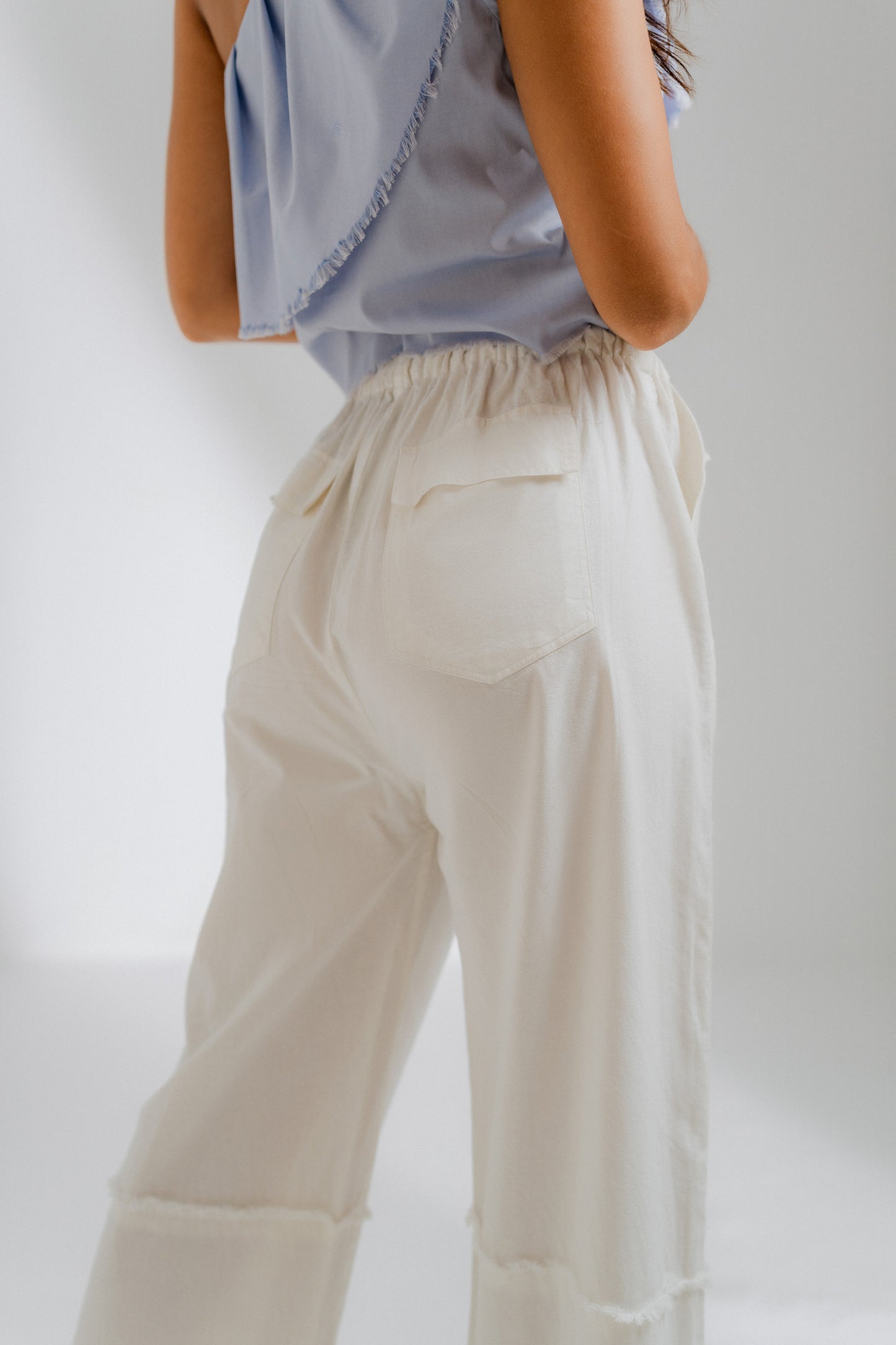 White High Waisted Trouser