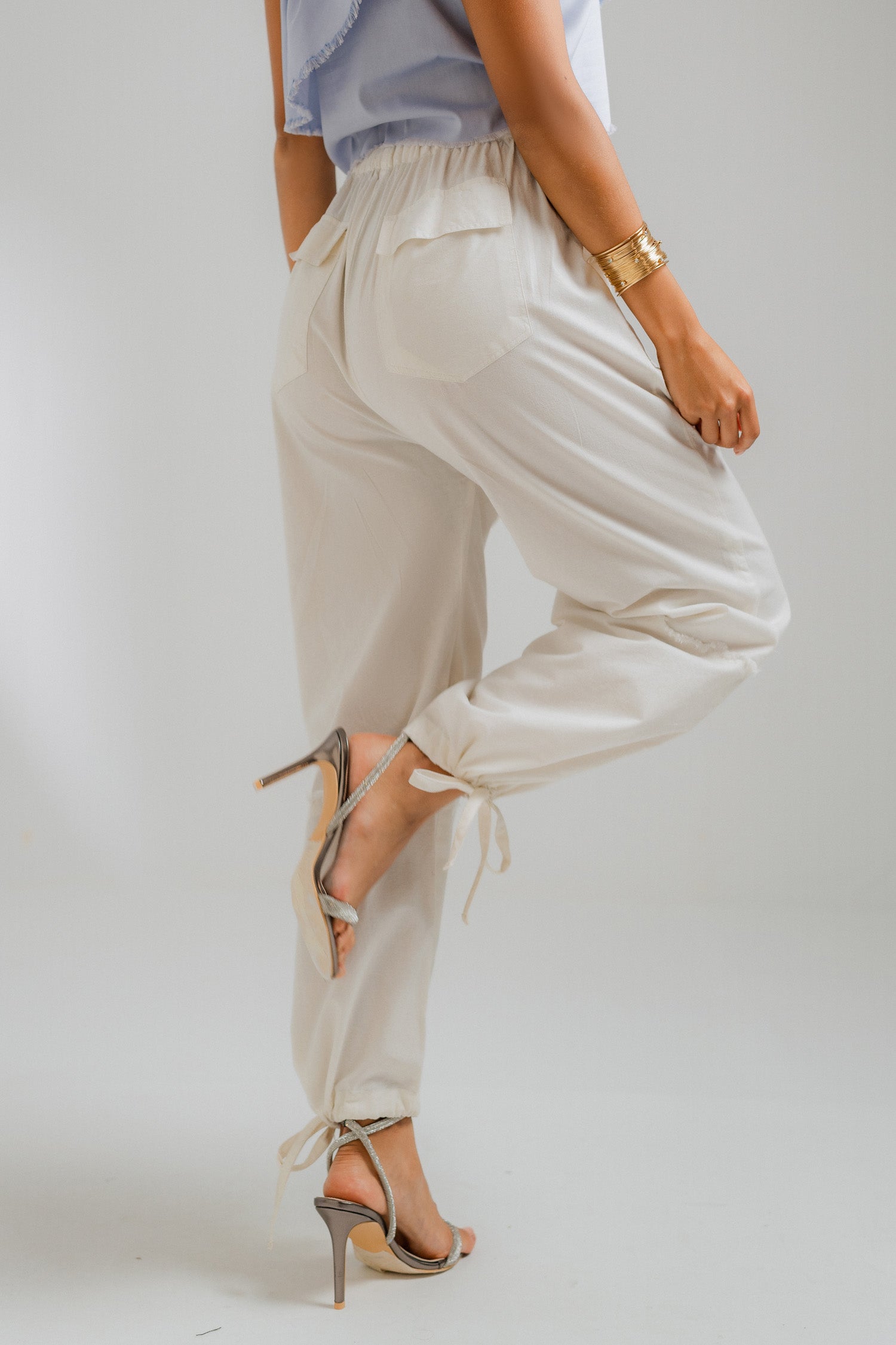 White High Waisted Trouser