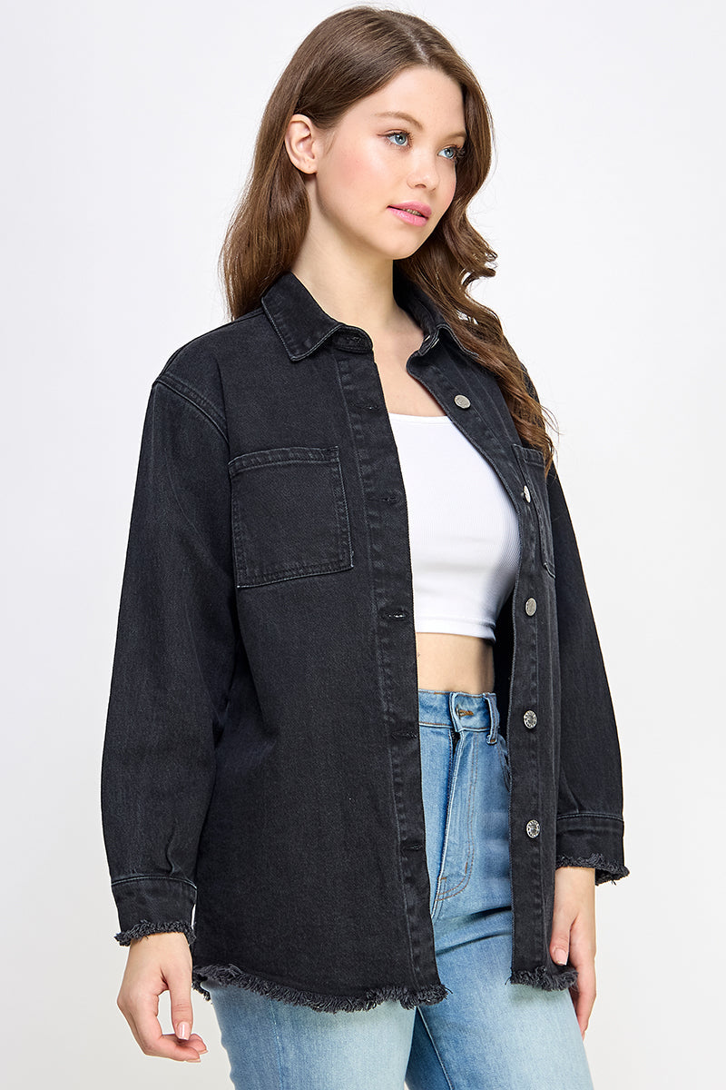 Black Denim Double Pocket Shirt