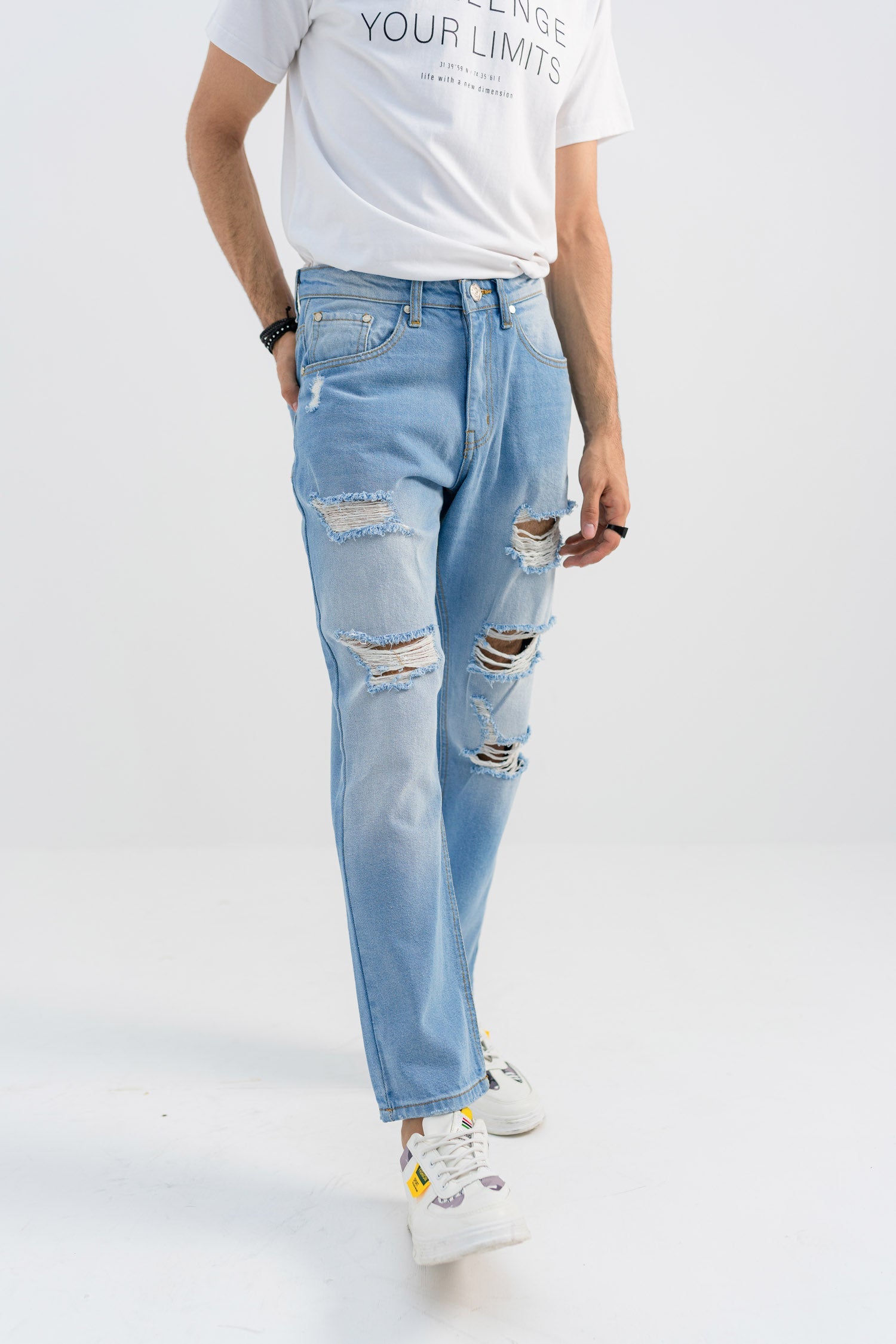 Ripped Straight-Fit Jeans