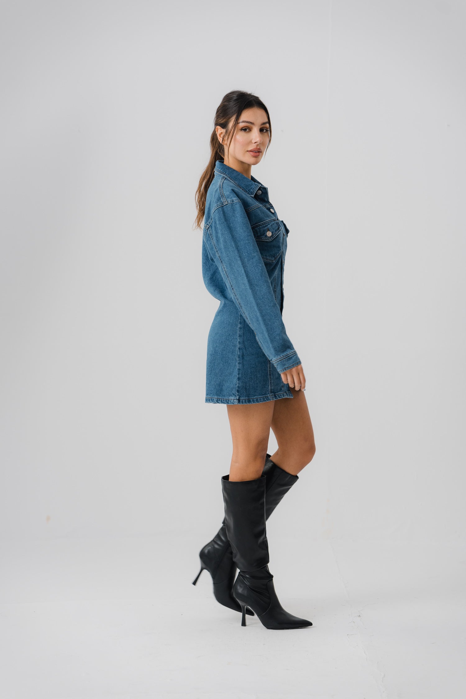 Azure Blue Denim Dress