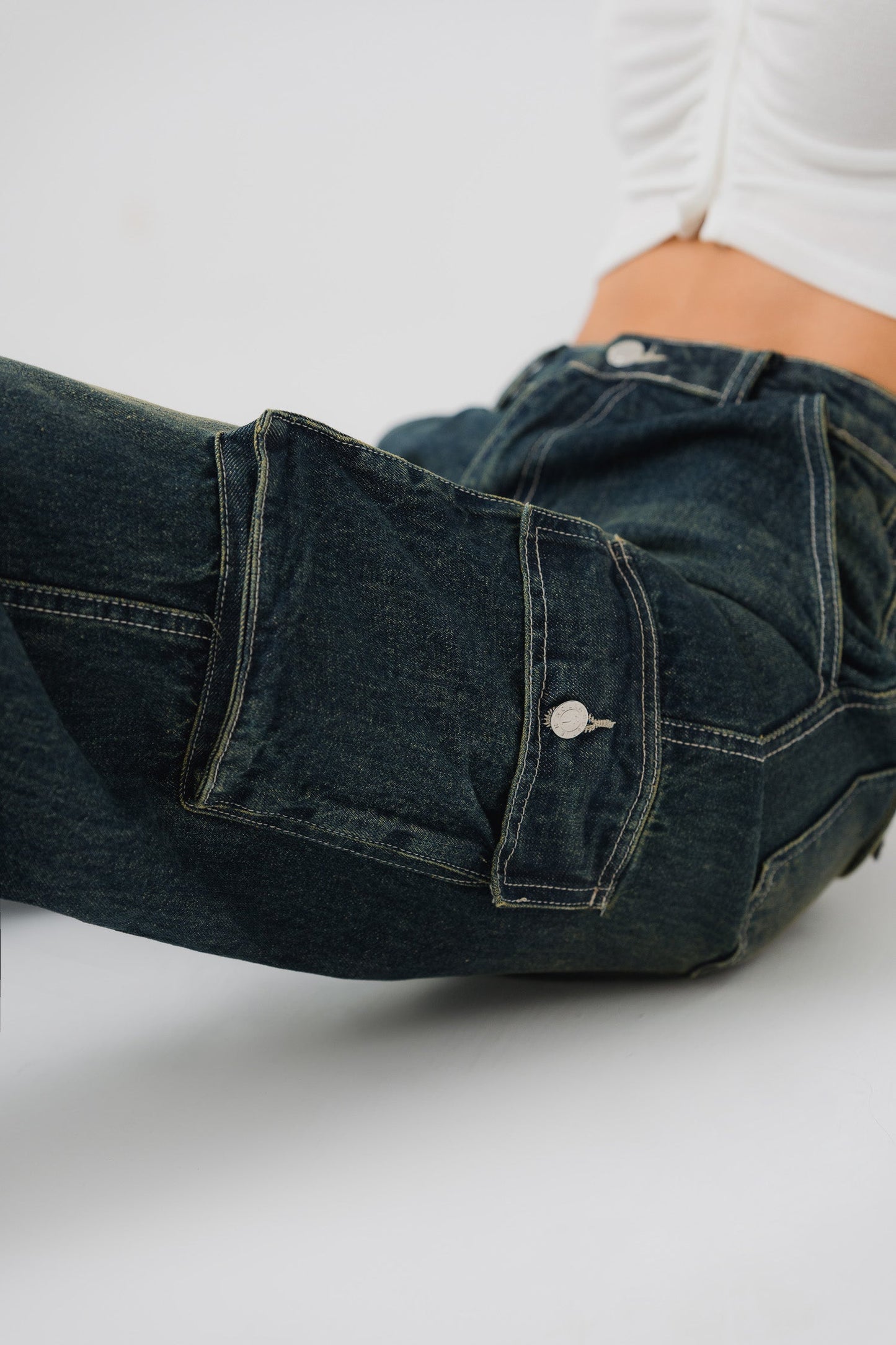 Vintage Wash Cargo Jeans