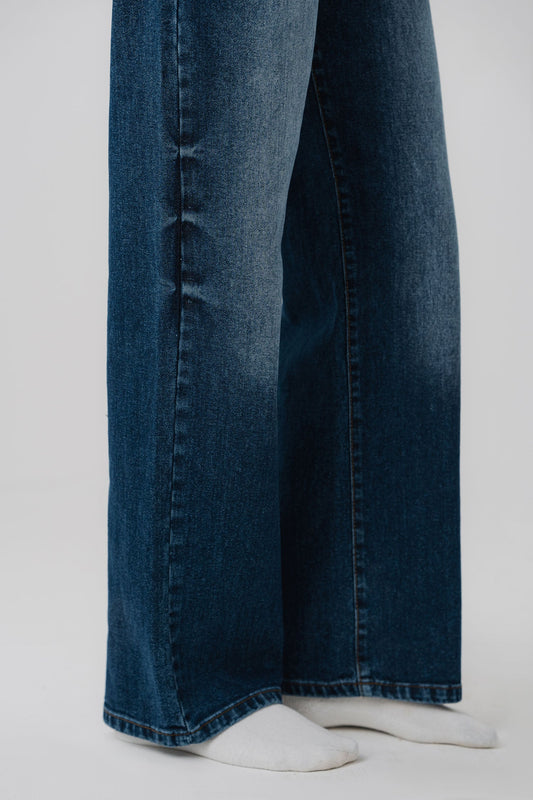 Blue Wide Leg Denim Jeans