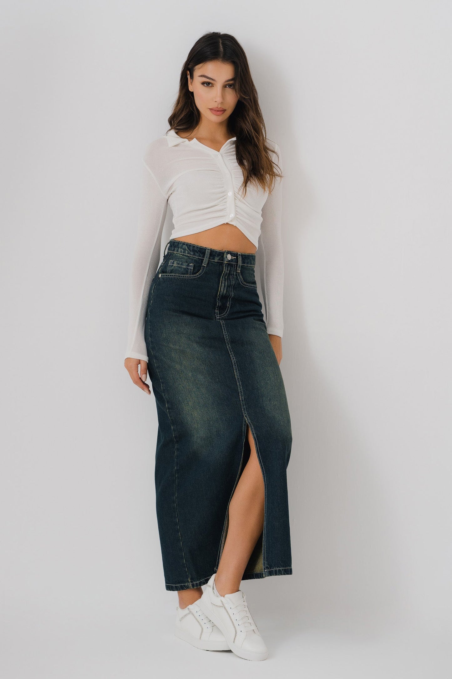 Vintage Wash Denim Skirt