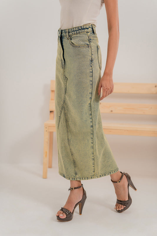 Vintage Wash Long Skirt