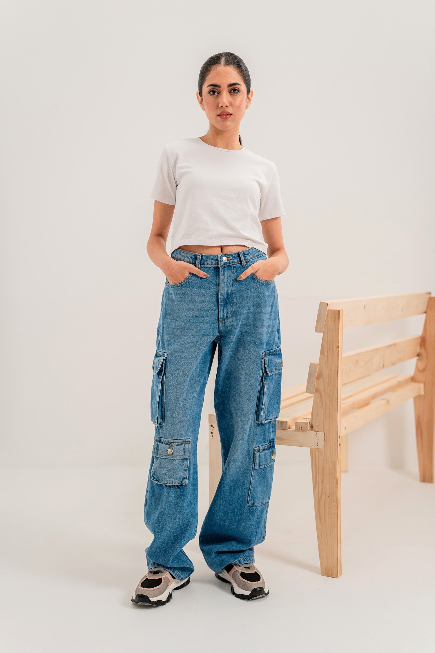 Basic Blue Cargo Jeans