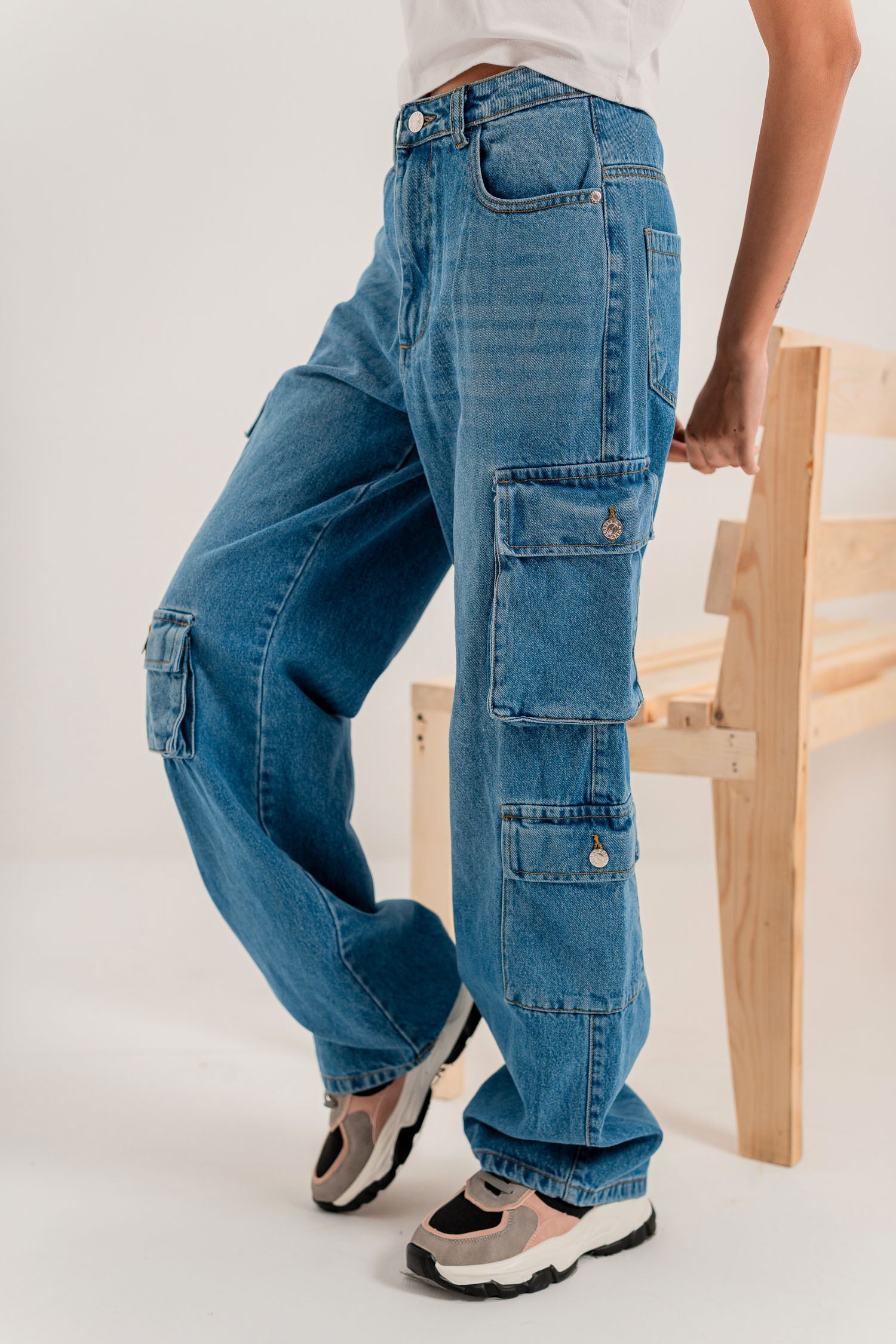 Basic Blue Cargo Jeans